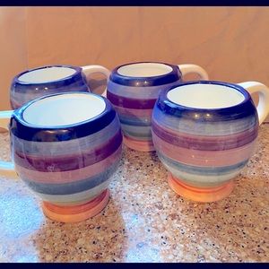 Set of 4 glazed Ceramic Rotunda Coffee mugs